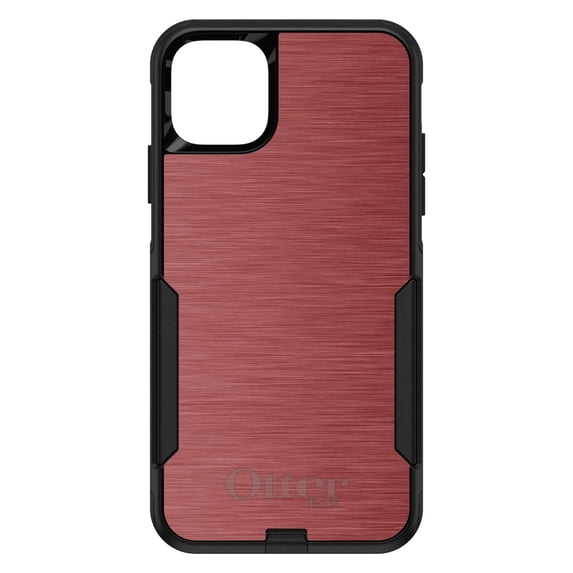 DistinctInk Case for iPhone 15 PRO (6.1" Screen) - OtterBox Commuter Custom Black Case - Red Stainless Steel Image Print - Printed Image of Stainless Steel