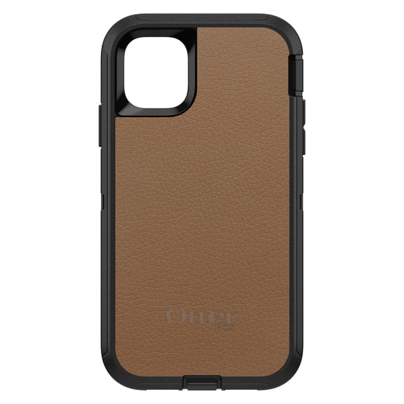 DistinctInk OtterBox Defender Custom Case for Apple iPhone 15 Pro Max (6.7" Screen) - Printed Faux Leather Image - Wireless Charging Compatible