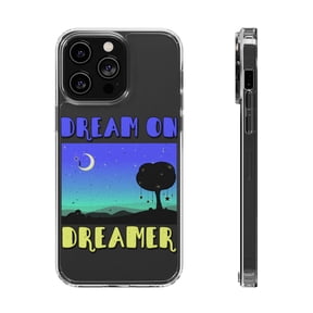 DistinctInk Clear Hybrid Case for Apple iPhone 13 Pro (6.1" Screen) - Dream On Dreamer - Raised Bezel Screen Guard