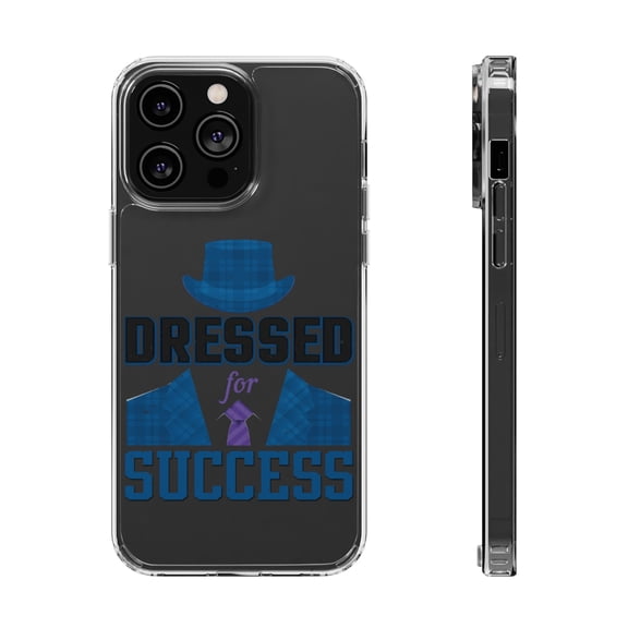 DistinctInk Clear Hybrid Case for Apple iPhone 13 Pro (6.1" Screen) - Dressed For Success - Shockproof Protection