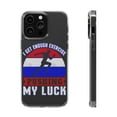 thumbnail image 1 of DistinctInk Clear Hybrid Case for Apple iPhone 13 Pro (6.1" Screen) - Get Enough Exercise Pushing My Luck - Raised Bezel Screen Guard, 1 of 9