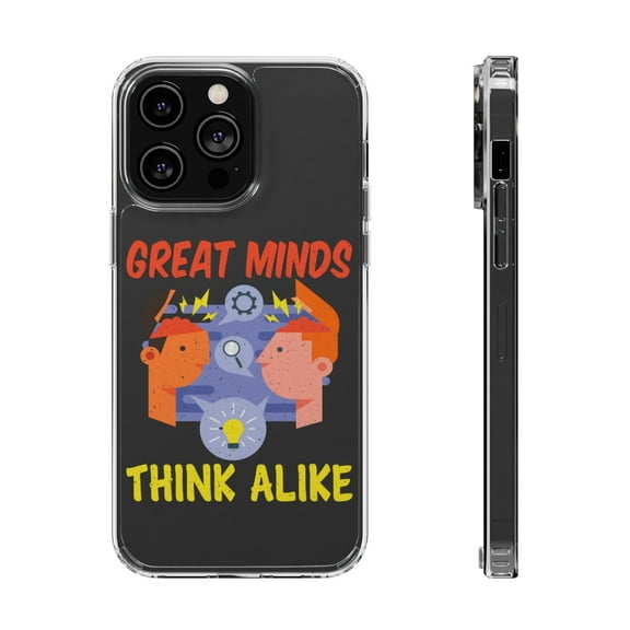 DistinctInk Clear Hybrid Case for Apple iPhone 13 Pro (6.1" Screen) - Great Minds Think Alike - Shockproof Protection
