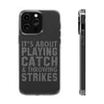 thumbnail image 1 of DistinctInk Clear Case for Apple iPhone 13 PRO (6.1" Screen) - It's About Playing Catch & Throwing Strikes, 1 of 9
