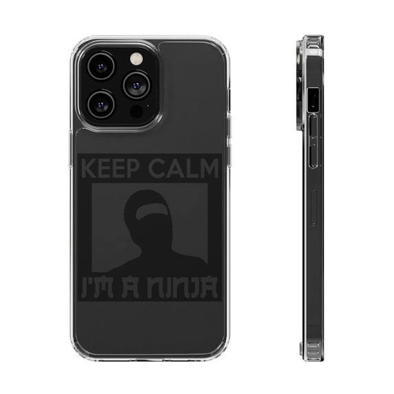 DistinctInk Clear Hybrid Case for Apple iPhone 13 Pro (6.1" Screen) - Keep Calm I'm a Ninja - Lightweight Grip