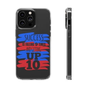 DistinctInk Clear Hybrid Case for Apple iPhone 13 Pro (6.1" Screen) - Success Falling 9 Times Getting Up 10 - Lightweight Grip
