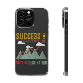 DistinctInk Clear Hybrid Case for Apple iPhone 13 Pro (6.1" Screen) - Success Journey Not Destination - Raised Bezel Screen Guard