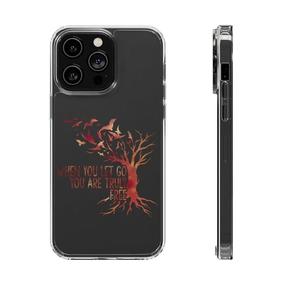 DistinctInk Clear Hybrid Case for Apple iPhone 13 Pro (6.1" Screen) - When Let Go Truly Free - Shockproof Protection