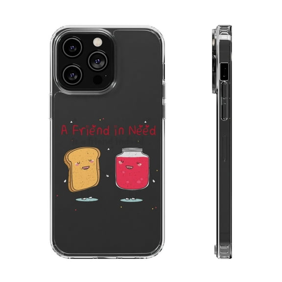 DistinctInk Clear Hybrid Case for Apple iPhone 13 Pro Max (6.7" Screen) - Friend In Need Friend Indeed - Shockproof Protection