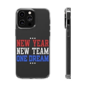 DistinctInk Clear Hybrid Case for Apple iPhone 13 Pro Max (6.7" Screen) - New Year New Team One Dream - Tempered Glass Back
