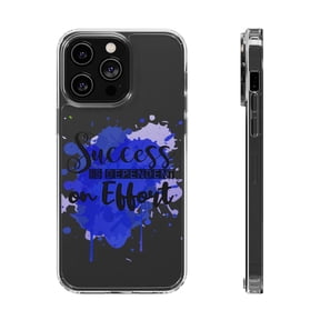 DistinctInk Clear Hybrid Case for Apple iPhone 13 Pro Max (6.7" Screen) - Success Dependent On Effort - Lightweight Grip