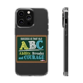 DistinctInk Clear Hybrid Case for Apple iPhone 13 Pro Max (6.7" Screen) - Success Old ABC - Tempered Glass Back