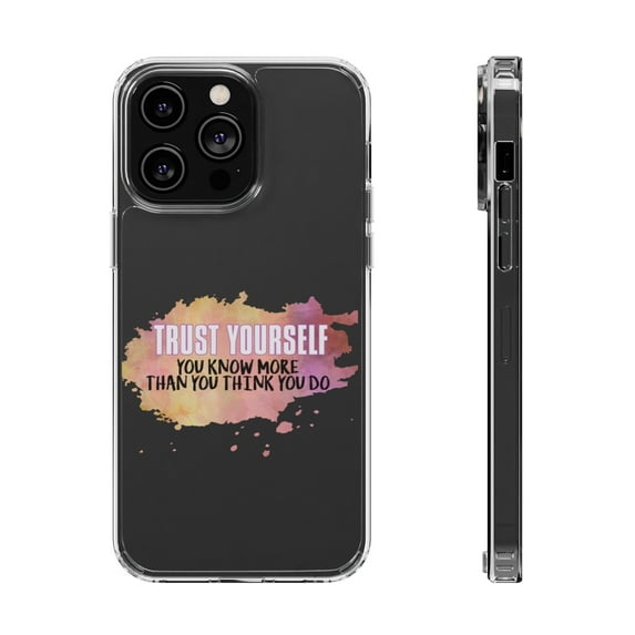 DistinctInk Clear Hybrid Case for Apple iPhone 13 Pro Max (6.7" Screen) - Trust Yourself - Shockproof Protection