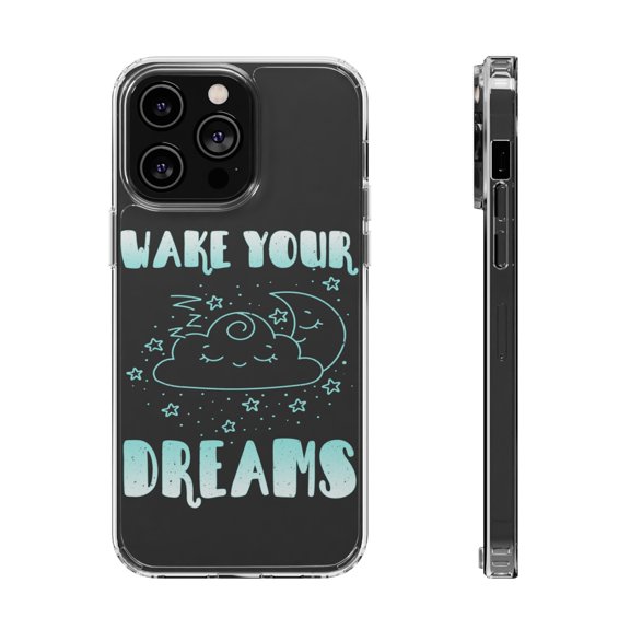 DistinctInk Clear Hybrid Case for Apple iPhone 13 Pro Max (6.7" Screen) - Moon Clouds - Shockproof Protection