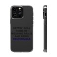 thumbnail image 1 of DistinctInk Clear Hybrid Case for Apple iPhone 14 Pro (6.1" Screen) - Getting' Tired of Pants & Being Responsible - Raised Bezel Screen Guard, 1 of 9