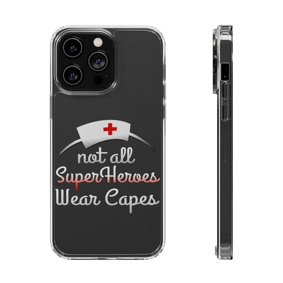 DistinctInk Clear Hybrid Case for Apple iPhone 14 Pro (6.1" Screen) - Not All Super Heroes Wear Capes - Raised Bezel Screen Guard