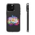 thumbnail image 1 of DistinctInk Clear Hybrid Case for Apple iPhone 14 Pro (6.1" Screen) - Smile With Joy - Tempered Glass Back, 1 of 9