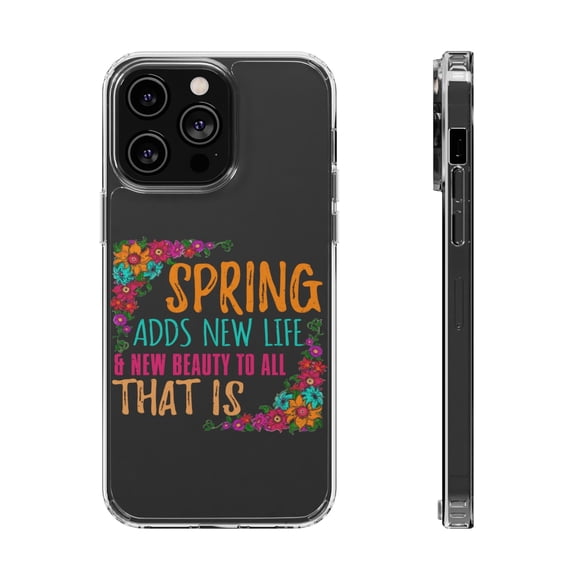 DistinctInk Clear Hybrid Case for Apple iPhone 14 Pro (6.1" Screen) - Spring Adds New Life And Beauty To All - Lightweight Grip