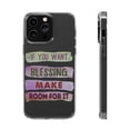 thumbnail image 1 of DistinctInk Clear Case for Apple iPhone 14 PRO (6.1" Screen) - Want Blessing Make Room For It, 1 of 9