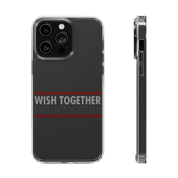 DistinctInk Clear Hybrid Case for Apple iPhone 14 Pro (6.1" Screen) - Wish Together Swish Together Basketball - Lightweight Grip