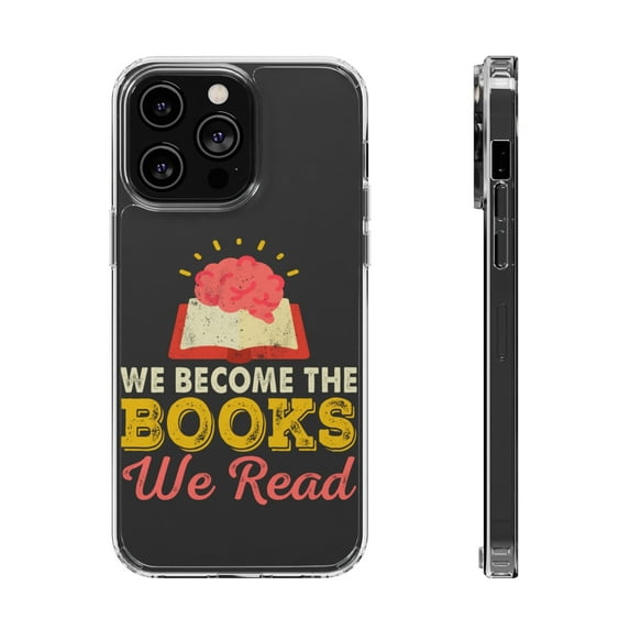 DistinctInk Clear Hybrid Case for Apple iPhone 14 Pro Max (6.7" Screen) - Become Books We Read - Wireless Charging Compatible