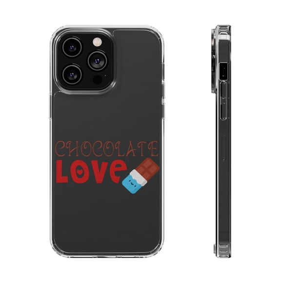 DistinctInk Clear Hybrid Case for Apple iPhone 14 Pro Max (6.7" Screen) - Chocolate Love - Raised Bezel Screen Guard