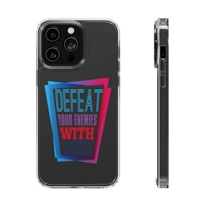 DistinctInk Clear Hybrid Case for Apple iPhone 14 Pro Max (6.7" Screen) - Defeat Enemies With Success - Shockproof Protection