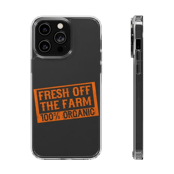 DistinctInk Clear Hybrid Case for Apple iPhone 14 Pro Max (6.7" Screen) - Fresh Off the Farm 100% Organic - Raised Bezel Screen Guard