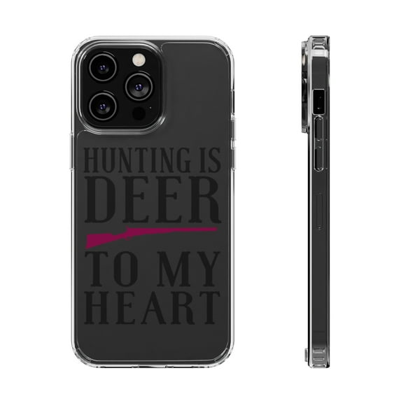 DistinctInk Clear Case for Apple iPhone 14 Pro MAX (6.7" Screen) - Hunting is DEER to My Heart