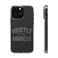 thumbnail image 1 of DistinctInk Clear Case for Apple iPhone 14 Pro MAX (6.7" Screen) - Hustle for that Muscle, 1 of 9