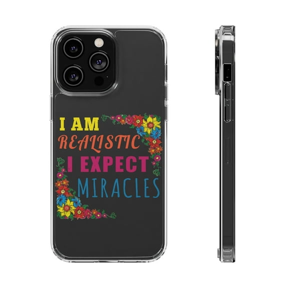 DistinctInk Clear Hybrid Case for Apple iPhone 14 Pro Max (6.7" Screen) - Flowers - Tempered Glass Back