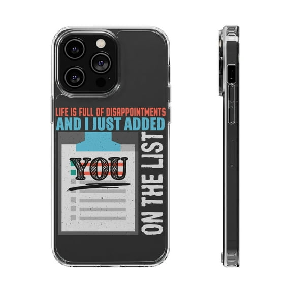 DistinctInk Clear Hybrid Case for Apple iPhone 14 Pro Max (6.7" Screen) - Life Full Of Disappointments - Raised Bezel Screen Guard