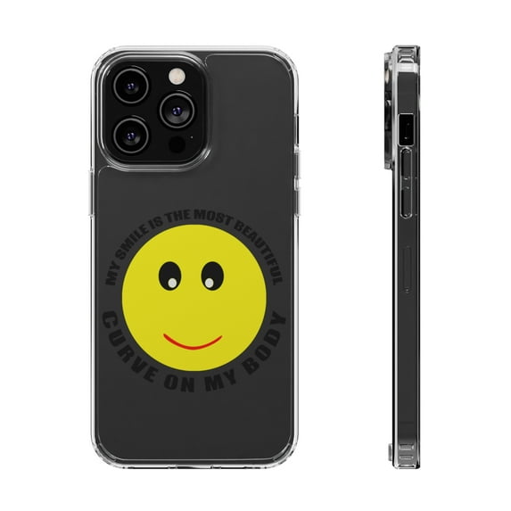 DistinctInk Clear Hybrid Case for Apple iPhone 14 Pro Max (6.7" Screen) - My Smile Most Beautiful Curve on My Body - Lightweight Grip