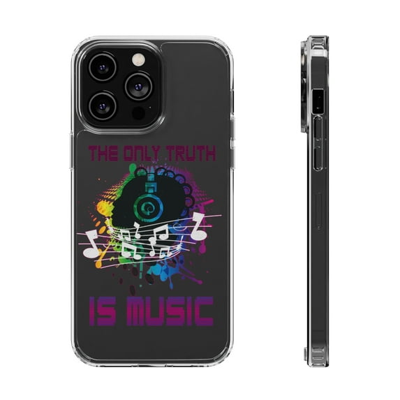 DistinctInk Clear Hybrid Case for Apple iPhone 14 Pro Max (6.7" Screen) - Only Truth Is Music - Shockproof Protection