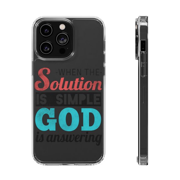 DistinctInk Clear Case for Apple iPhone 14 Pro MAX (6.7" Screen) - Simple Solution God Is Answering