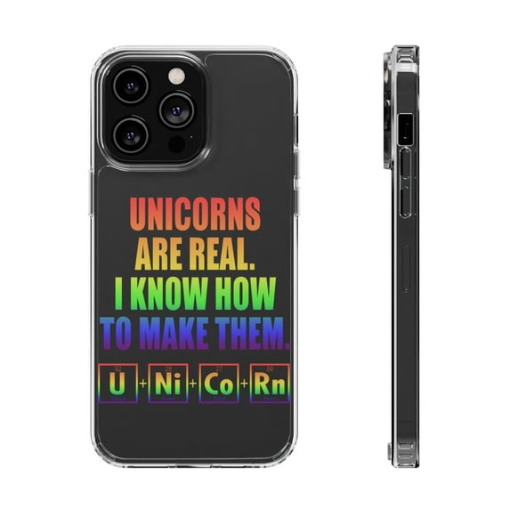 DistinctInk Clear Hybrid Case for Apple iPhone 14 Pro Max (6.7" Screen) - Unicorns Are Real. I Know How To Make Them - Slim Profile Design