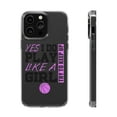 thumbnail image 1 of DistinctInk Clear Hybrid Case for Apple iPhone 14 Pro Max (6.7" Screen) - Volleyball Yes I Do Play Like a Girl - Shockproof Protection, 1 of 9