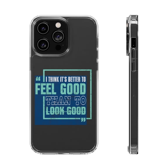 DistinctInk Clear Hybrid Case for Apple iPhone 15 (6.1" Screen) - Better Feel Good Than Look Good - Wireless Charging Compatible