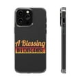 thumbnail image 1 of DistinctInk Clear Case for Apple iPhone 15 (6.1" Screen) - Blessing In Disguise, 1 of 9