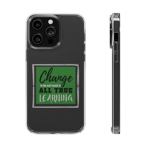 DistinctInk Clear Hybrid Case for Apple iPhone 15 (6.1" Screen) - Change End Result True Learning - Shockproof Protection