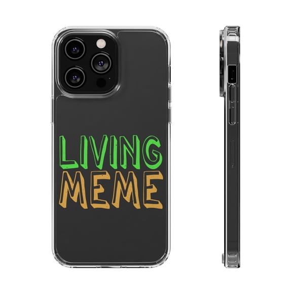 DistinctInk Clear Hybrid Case for Apple iPhone 15 (6.1" Screen) - Living Meme - Raised Bezel Screen Guard