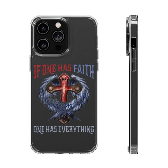 DistinctInk Clear Case for Apple iPhone 15 (6.1" Screen) - One Has Faith Has Everything