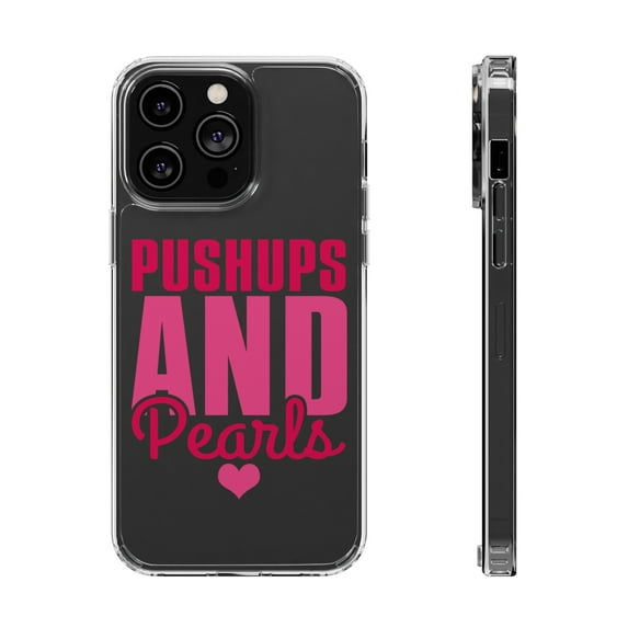DistinctInk Clear Case for Apple iPhone 15 (6.1" Screen) - Pushups and Pearls