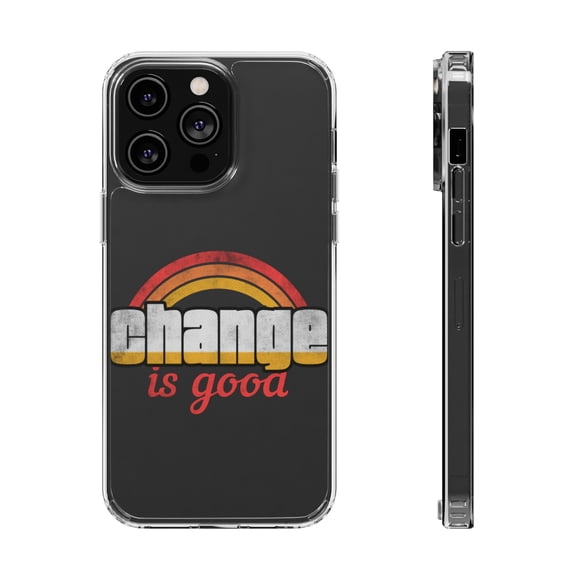 DistinctInk Clear Hybrid Case for Apple iPhone 15 Plus (6.7" Screen) - Change Is Good - Slim Profile Design