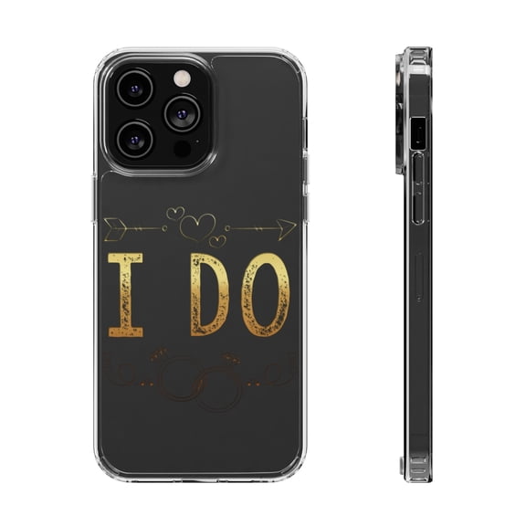 DistinctInk Clear Case for Apple iPhone 15 PLUS (6.7" Screen) - I Do Wedding Ring