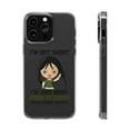 thumbnail image 1 of DistinctInk Clear Hybrid Case for Apple iPhone 15 Plus (6.7" Screen) - I'm Not Short I'm Just More Down to Earth - Tempered Glass Back, 1 of 9