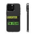 thumbnail image 1 of DistinctInk Clear Case for Apple iPhone 15 PLUS (6.7" Screen) - Laughter Poison To Fear, 1 of 9