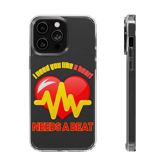 DistinctInk Clear Hybrid Case for Apple iPhone 15 Plus (6.7" Screen) - Need You Like Heart Need Beat - Shockproof Protection