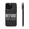 thumbnail image 1 of DistinctInk Clear Case for Apple iPhone 15 PLUS (6.7" Screen) - Refuse to Lose Baseball, 1 of 9