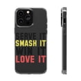 thumbnail image 1 of DistinctInk Clear Case for Apple iPhone 15 PLUS (6.7" Screen) - Serve It Smash It Win It Love It Tennis, 1 of 9