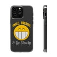 thumbnail image 1 of DistinctInk Clear Case for Apple iPhone 15 PLUS (6.7" Screen) - Smile Breathe And Go Slowly, 1 of 9